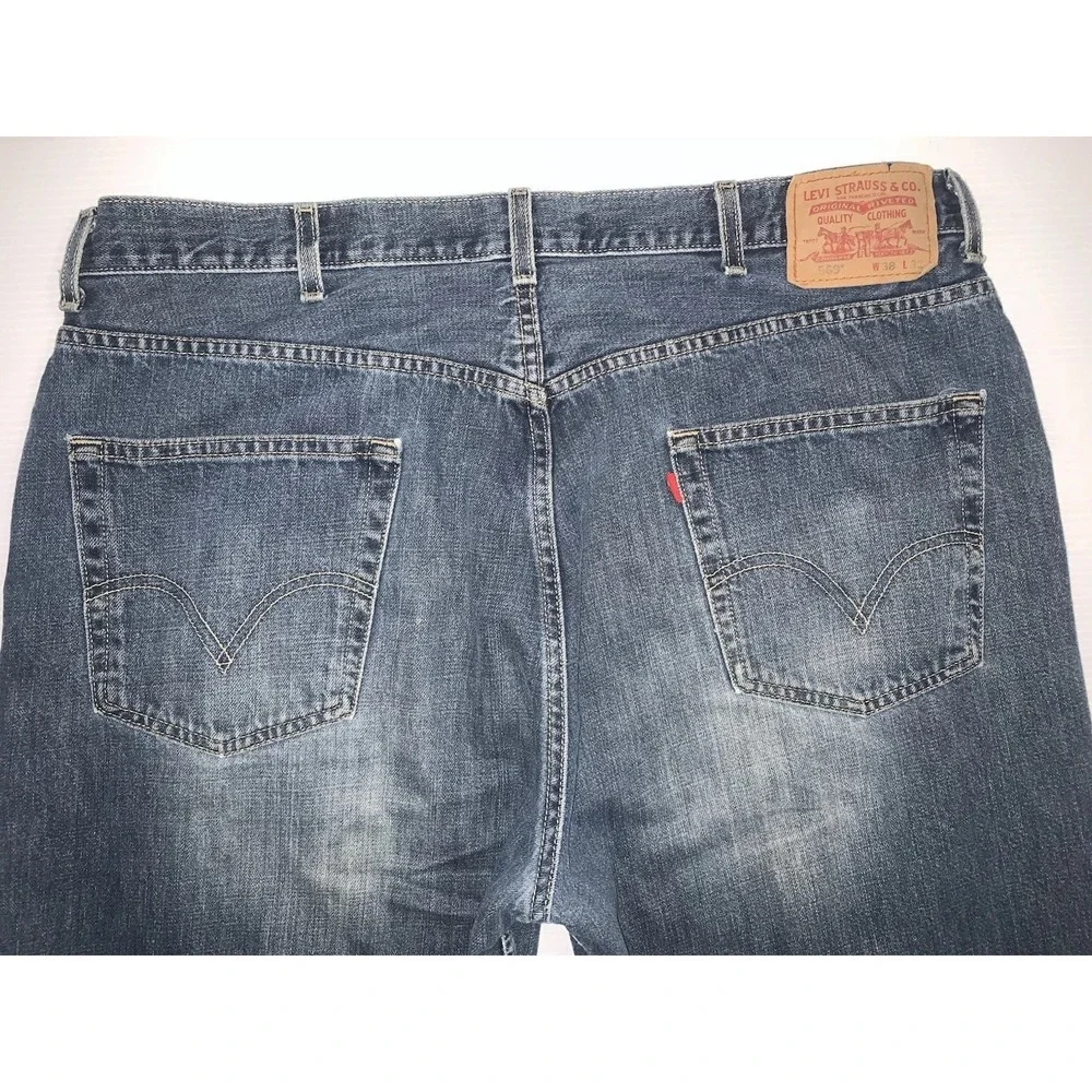 Levi's 569 Loose Straight Jeans Mens 38x32 Blue Y2K Denim Classic Medium Wash
